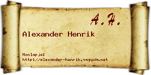 Alexander Henrik névjegykártya